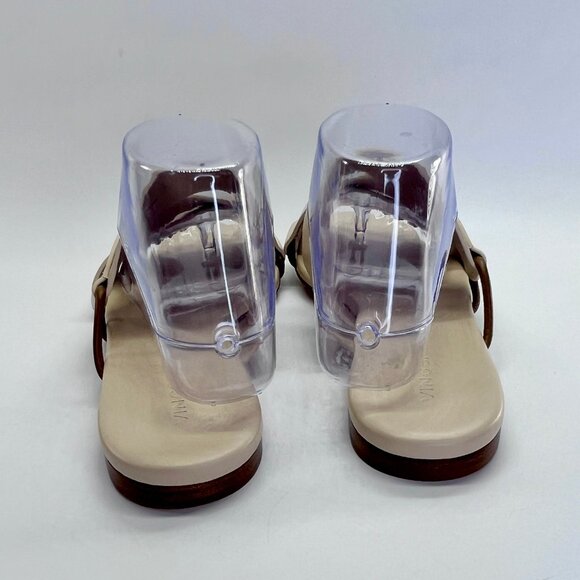 Vince Dylan Leather Flat Sandals Size 9.5M Beige Asymmetrical Slide Shoes - Picture 5 of 16